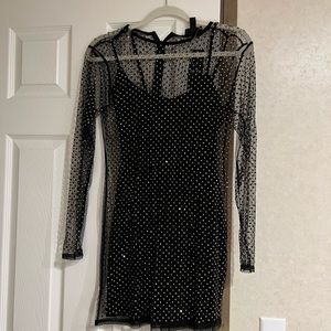Black rhinestone mini dress